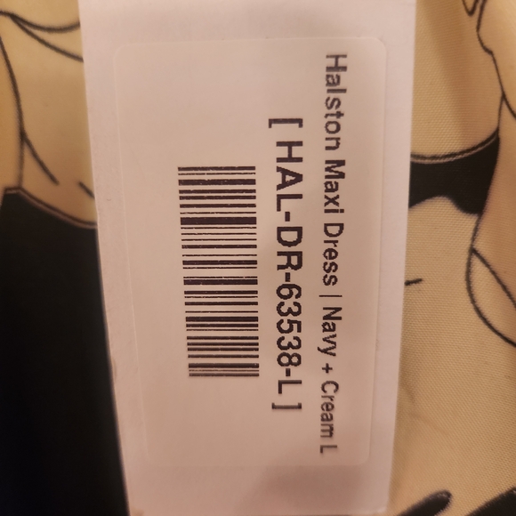 Baltic Born Halston Navy Cream Floral One Shoulder Maxi Dress SzLarge NWT - Picture 13 of 15